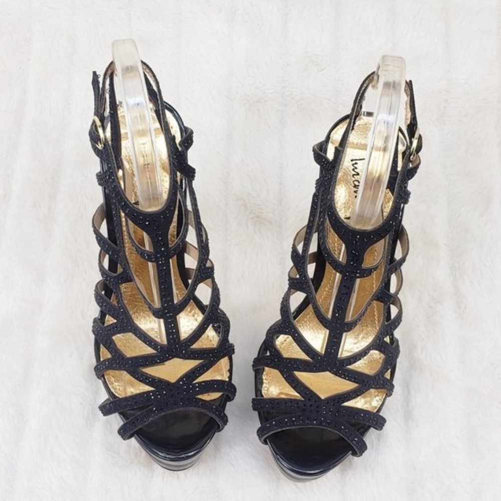 Luichiny Geo Cage Rhinestone Strap Platform High Heel - Picture 3 of 6